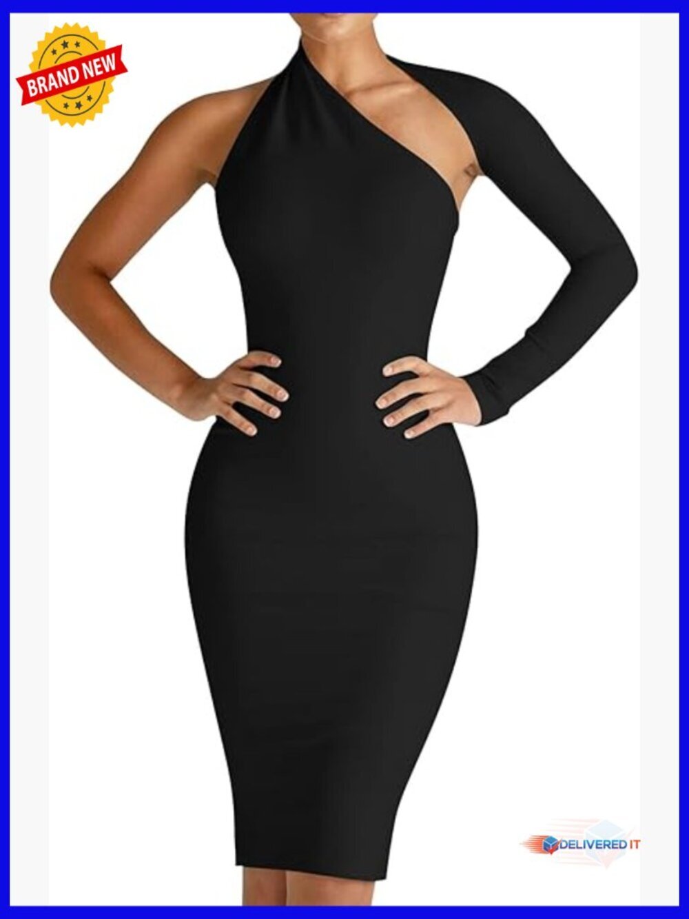One Shoulder Backless Long Sleeve Bandage Bodycon Cocktail Dress